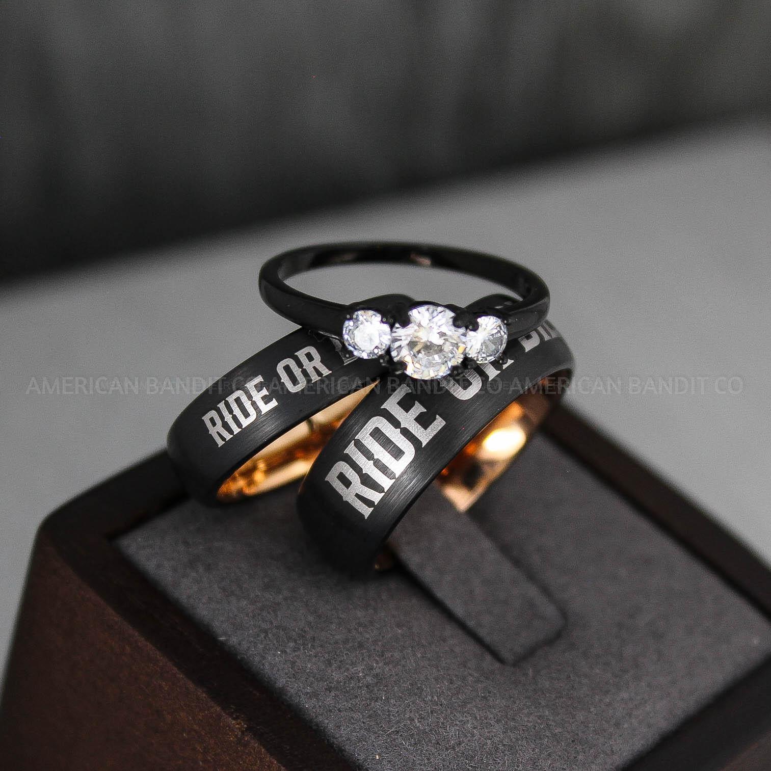 IMG_3333 Ride or Die Rings, Ride or Die, Ride or Die Wedding Rings, Ride or Die Wedding Bands, Black Wedding Rings, Black Wedding Bands, Biker Rings - Image 1