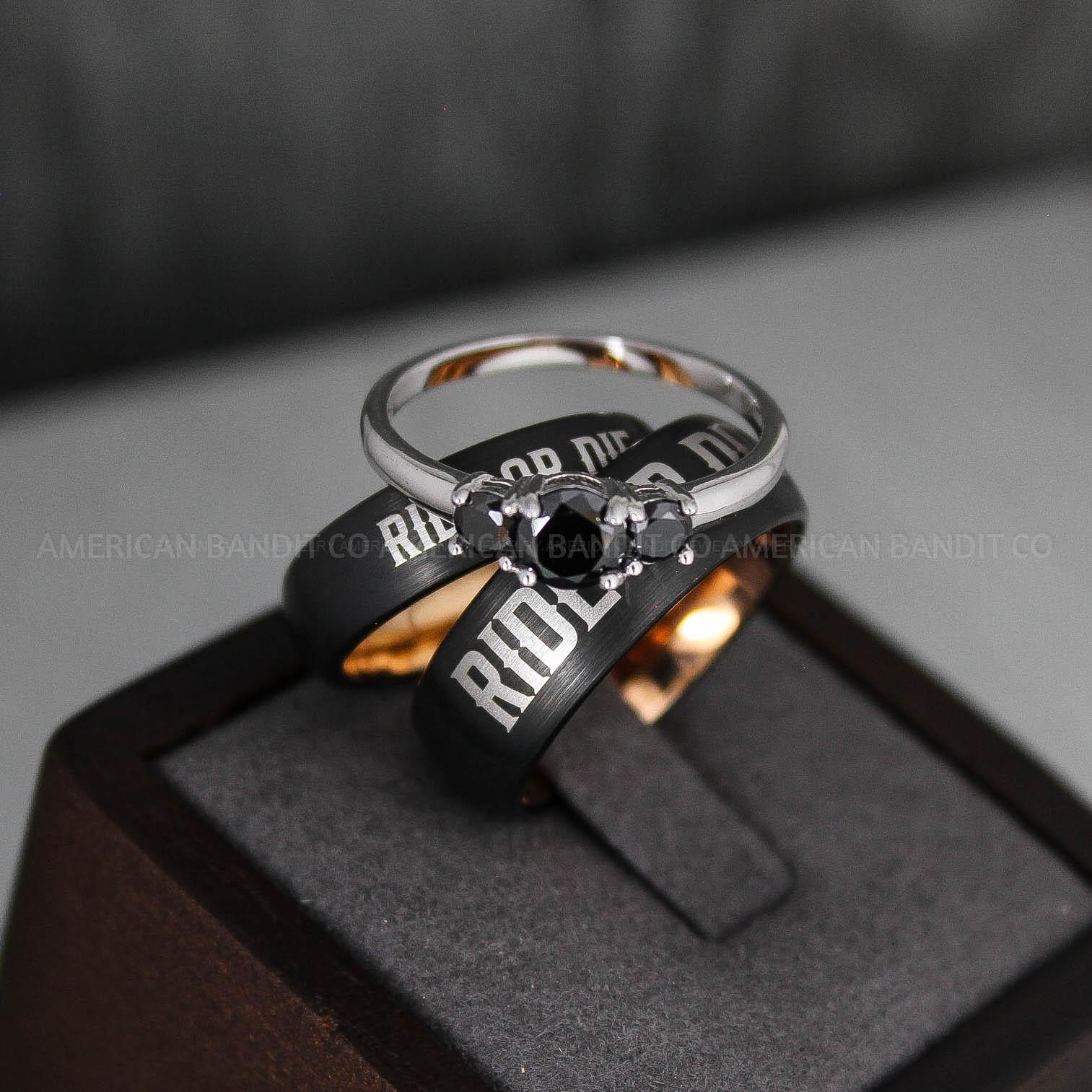 IMG_3334 Ride or Die Rings, Ride or Die, Ride or Die Wedding Rings, Ride or Die Wedding Bands, Black Wedding Rings, Black Wedding Bands, Biker Rings - Image 1