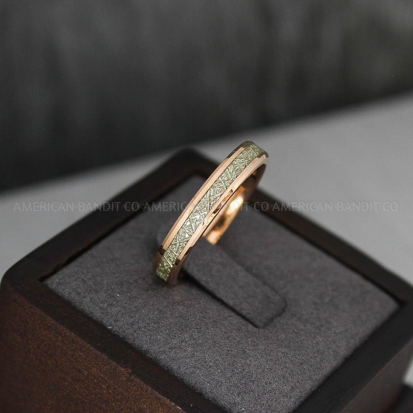 IMG_3374 Meteorite Ring, Meteorite Wedding Ring, Meteorite Wedding Band Meteorite Jewelry Rose Gold Wedding Ring, Rose Gold Wedding Band, Meteor Ring - Image 1