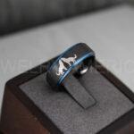 Howling Wolves Ring, Wolf Ring, Wolves Wedding Ring, Wolf Howl Ring, Black Wedding Band
