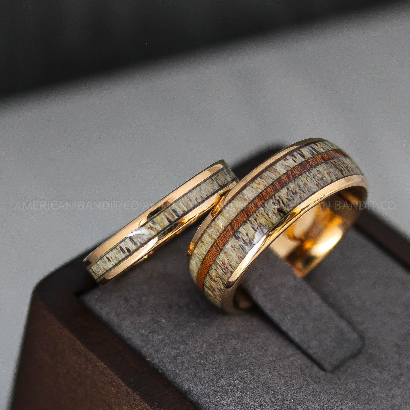 IMG_3396 Deer Antler Ring, Antler Wedding Band, Deer Hunting Ring, Deer Hunting Ring Deer Antler Wedding Ring Rose Gold Wedding Band His Wedding Ring - Image 1