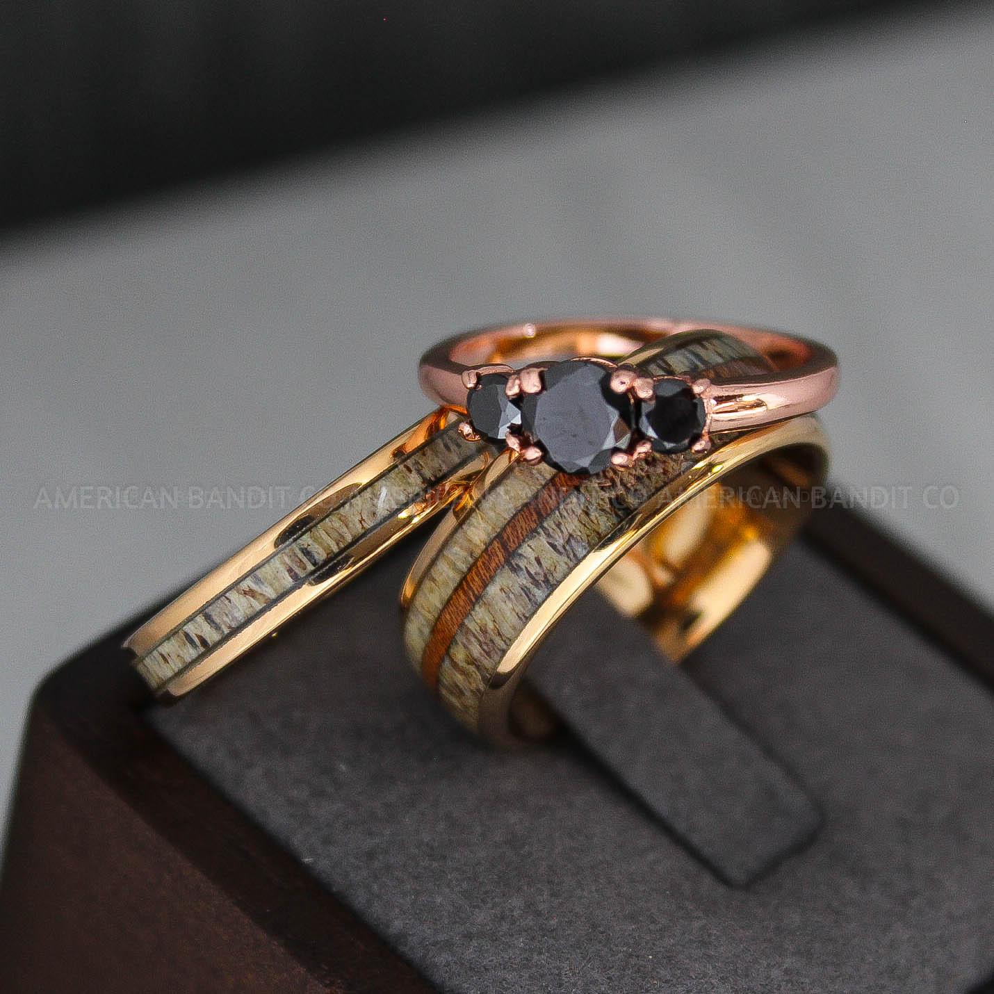 IMG_3397 Deer Antler Ring, Antler Wedding Band, Deer Hunting Ring, Deer Hunting Ring Deer Antler Wedding Ring Rose Gold Wedding Band His Wedding Ring - Image 1