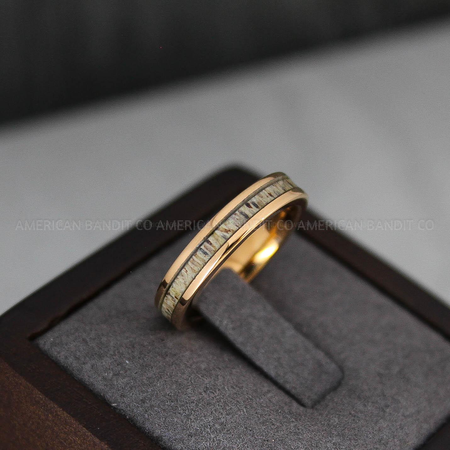 IMG_3399 Deer Antler Ring, Antler Wedding Band, Deer Hunting Ring, Deer Hunting Ring Deer Antler Wedding Ring Rose Gold Wedding Band His Wedding Ring - Image 1