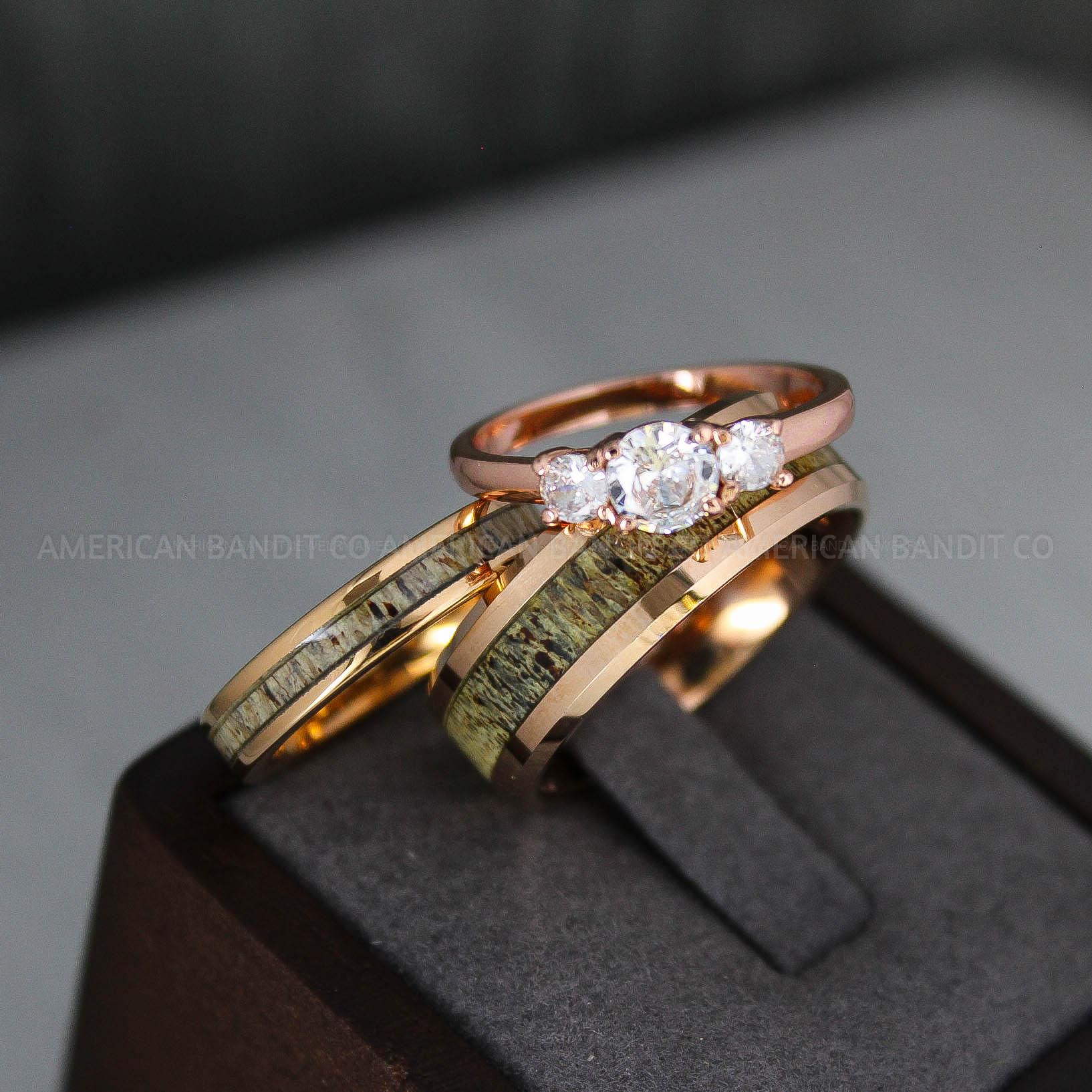 IMG_3404 Deer Antler Ring, Antler Wedding Band, Deer Hunting Ring, Deer Hunting Ring Deer Antler Wedding Ring Rose Gold Wedding Band His Wedding Ring - Image 1