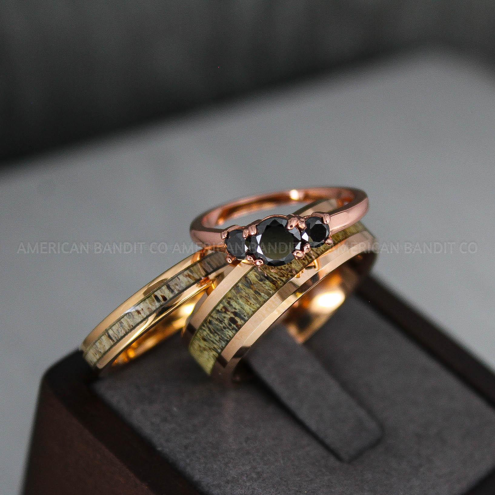 IMG_3405 Deer Antler Ring, Antler Wedding Band, Deer Hunting Ring, Deer Hunting Ring Deer Antler Wedding Ring Rose Gold Wedding Band His Wedding Ring - Image 1