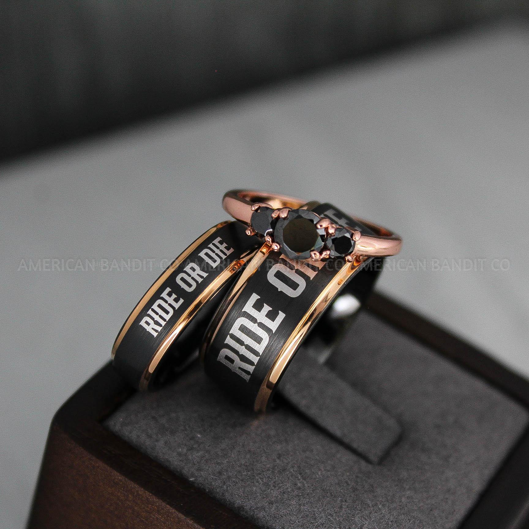 IMG_3425 Ride or Die Rings, Ride or Die, Ride or Die Wedding Rings, Ride or Die Wedding Bands, Black Wedding Rings, Black Wedding Bands, Biker Rings - Image 1
