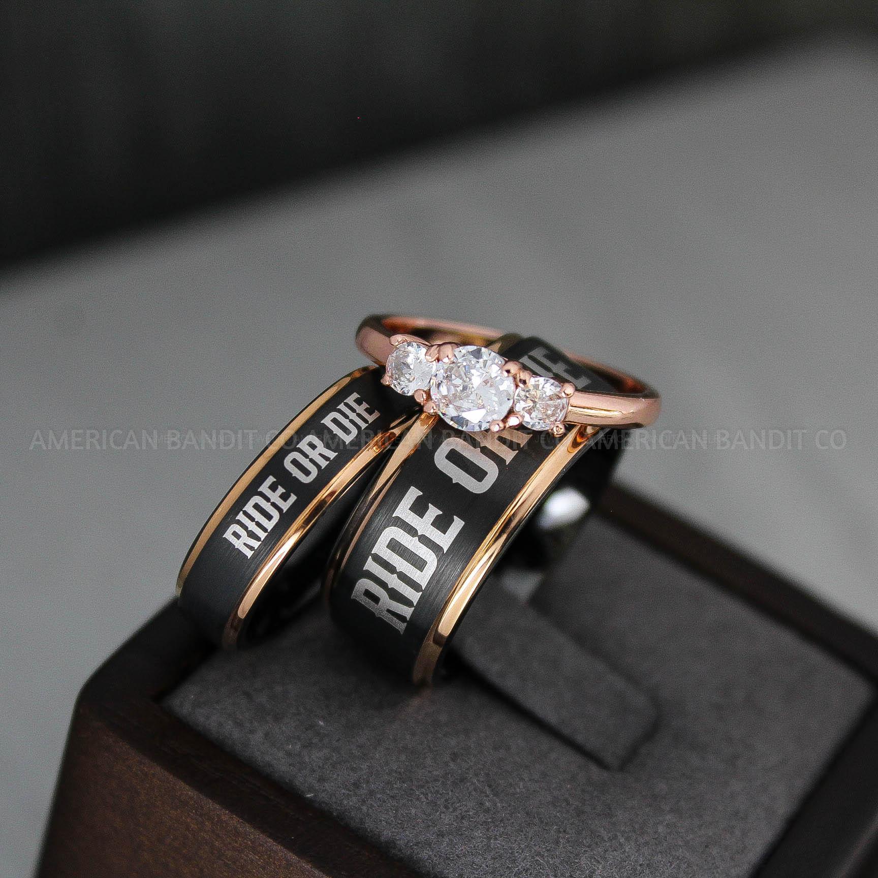 IMG_3426 Ride or Die Rings, Ride or Die, Ride or Die Wedding Rings, Ride or Die Wedding Bands, Black Wedding Rings, Black Wedding Bands, Biker Rings - Image 1