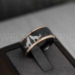 Howling Wolves Ring, Wolf Ring, Black Wedding Ring, Wolves Ring, Wolf Howl Ring, Black Wedding Band - Image 3