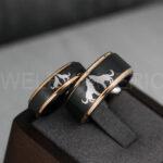 Howling Wolves Ring, Wolf Ring, Black Wedding Ring, Wolves Ring, Wolf Howl Ring, Black Wedding Band - Image 2