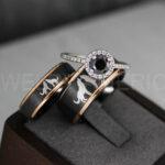 Howling Wolves Ring, Wolf Ring, Couple Wedding Rings, Couple Rings, Wolves Ring, Wolf Howl Ring, Black Wedding Bands, Matching Wedding Rings