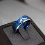 Howling Wolves Rings, Wolf Rings, Blue Wedding Rings, Couple Rings - Image 4