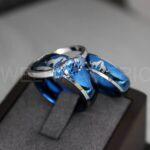 Howling Wolves Rings, Wolf Rings, Blue Wedding Rings, Couple Rings