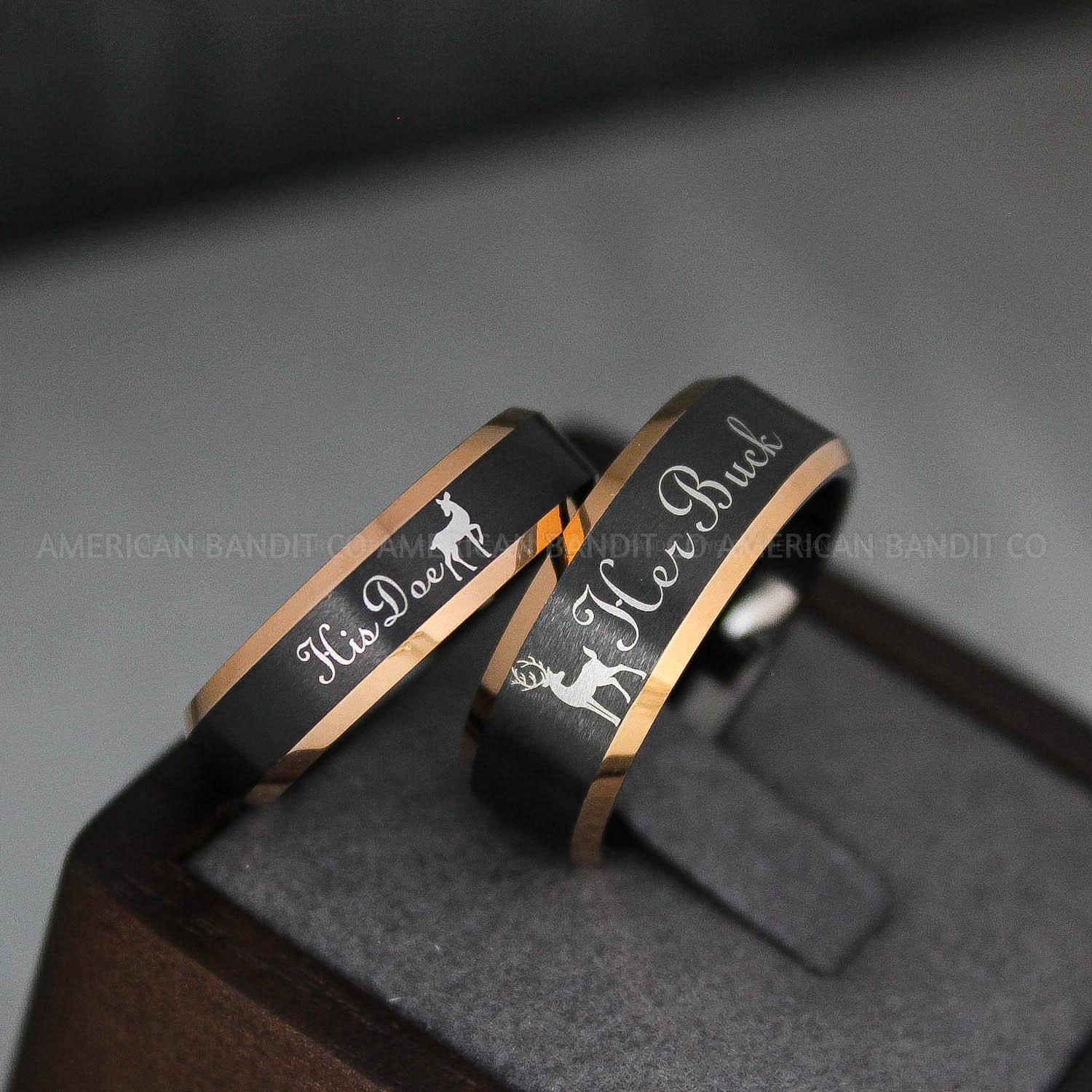 IMG_3586 Her Buck Ring, His Doe Ring, Her Buck and His Doe Ring Set, Couple Rings - Image 1