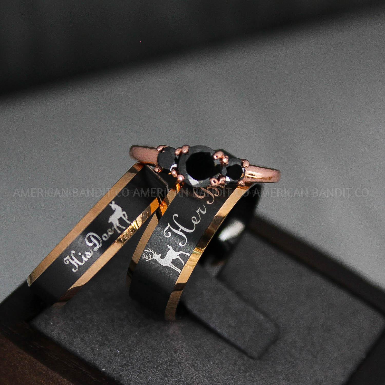 IMG_3587 Her Buck Ring, His Doe Ring, Her Buck and His Doe Ring Set, Couple Rings - Image 1