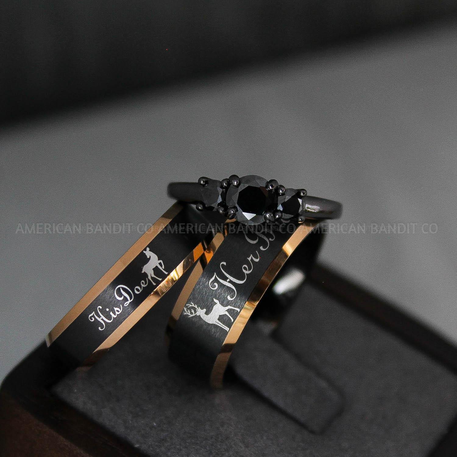 IMG_3588 Her Buck Ring, His Doe Ring, Her Buck and His Doe Ring Set, Couple Rings - Image 1