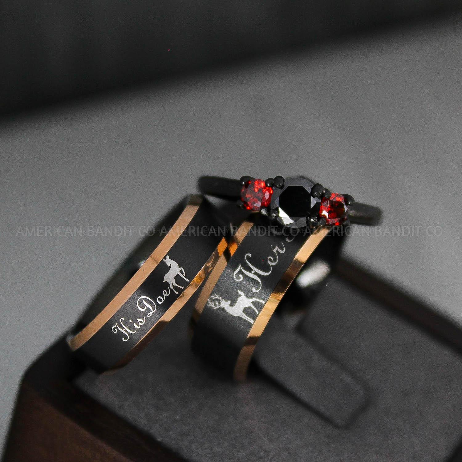 IMG_3589 Her Buck Ring, His Doe Ring, Her Buck and His Doe Ring Set, Couple Rings - Image 1