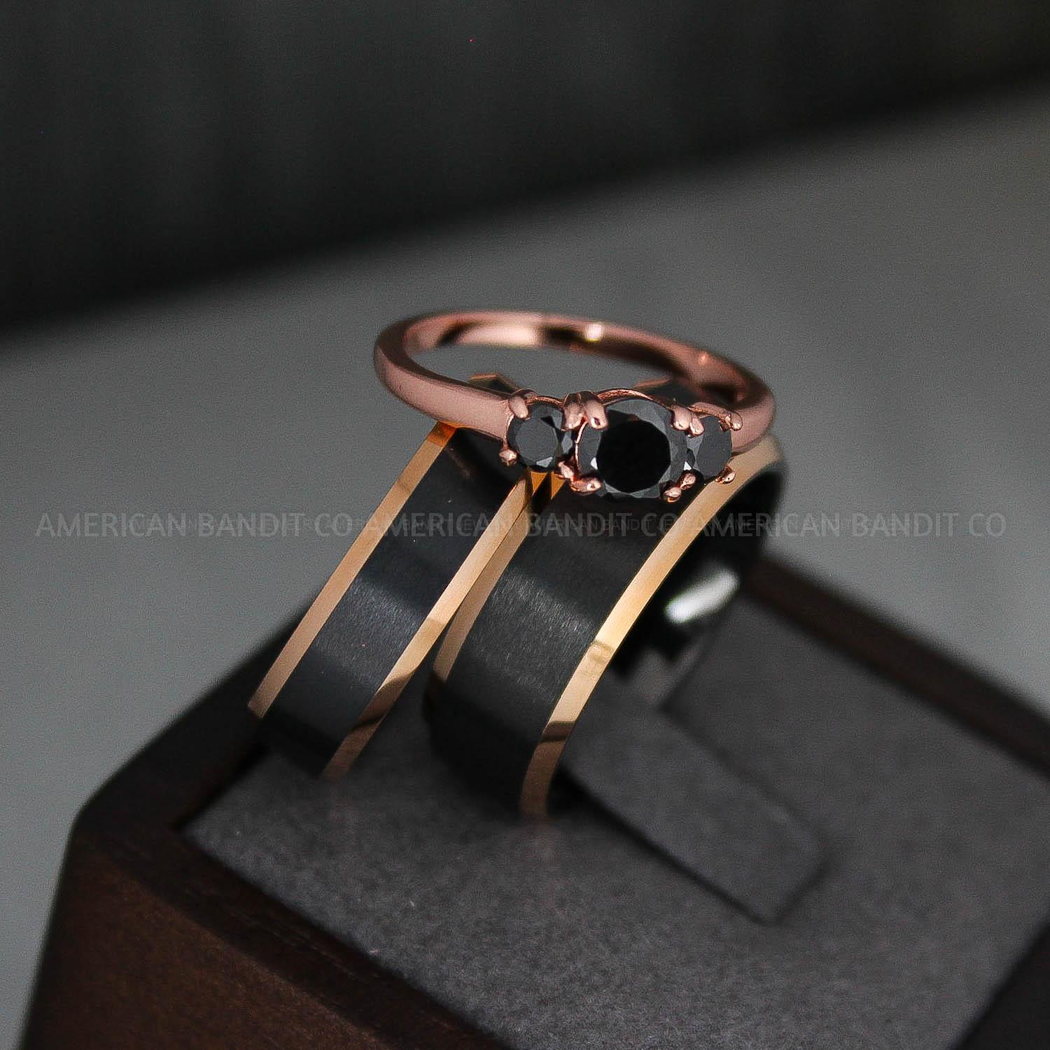 IMG_3595 Black Tungsten Wedding Rings, Couple Rings, Matching Rings - Image 1