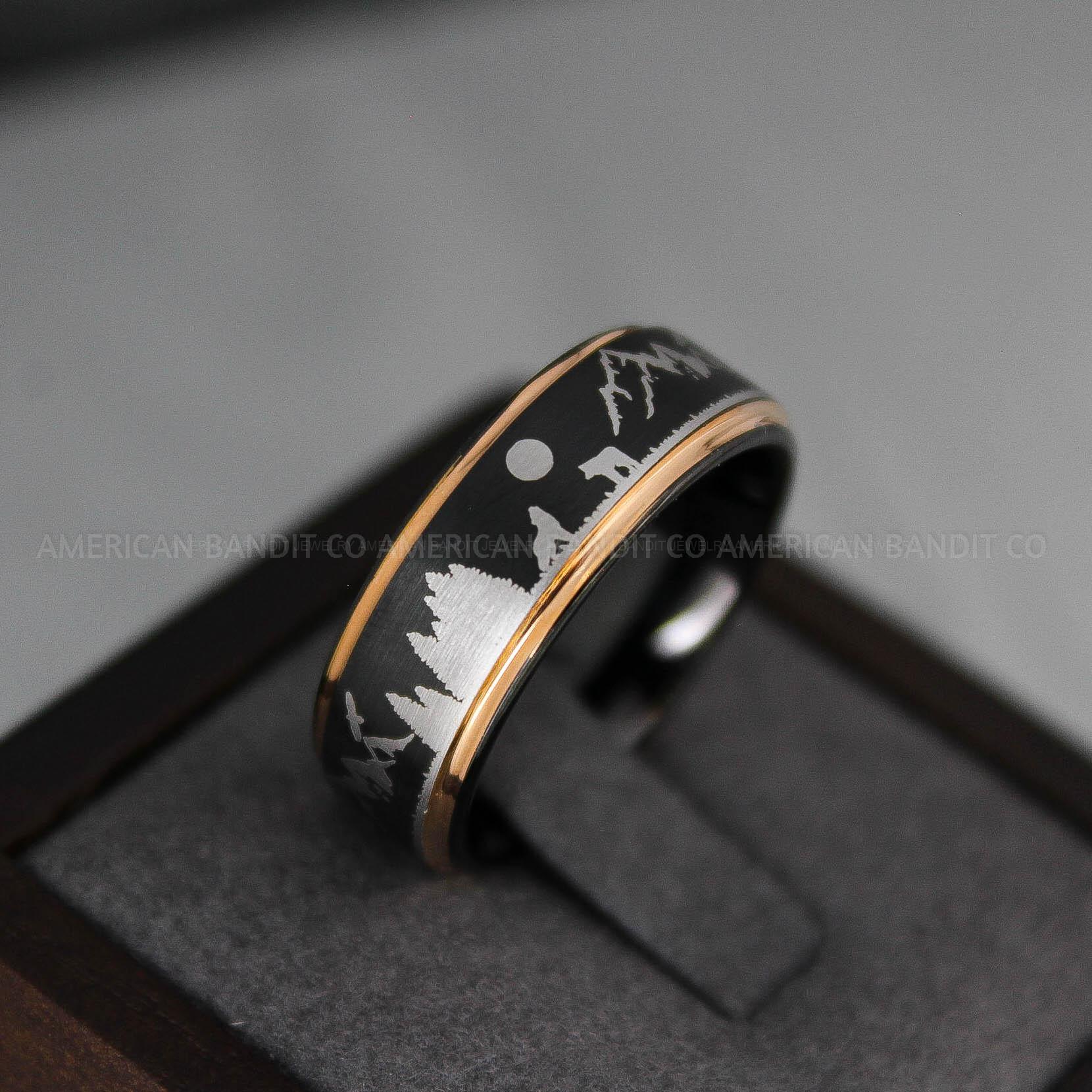 IMG_3607 Mountain Range Ring, Mountains Scene Ring, Wolf Ring - Image 1