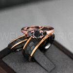 Black Tungsten Hammered Wedding Rings, Couple Rings