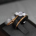 Black Tungsten Hammered Wedding Rings, Couple Rings