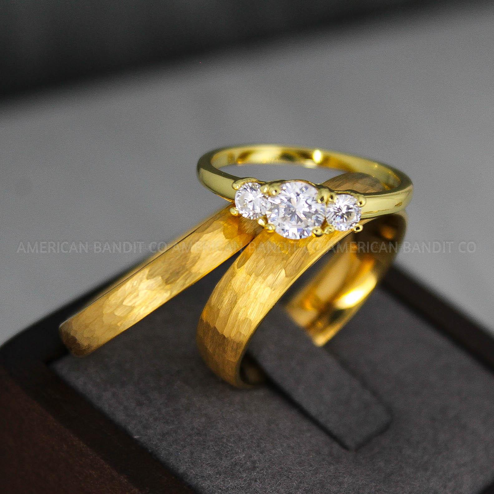 IMG_3636 Hammered Ring, 14K Yellow Gold Tungsten Wedding Ring, Yellow Gold Tungsten Wedding Band, Hammered Wedding Ring, Gold Wedding Band, Gold Ring - Image 1