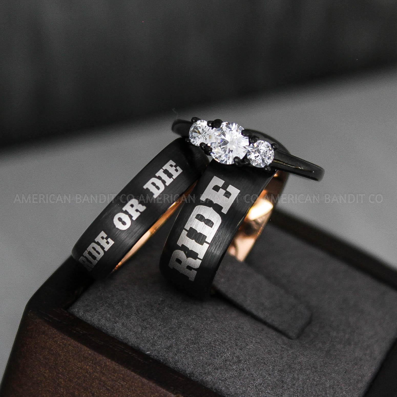 IMG_3646 Ride or Die Rings, Ride or Die, Ride or Die Wedding Rings, Ride or Die Wedding Bands, Black Wedding Rings, Black Wedding Bands, Biker Rings - Image 1