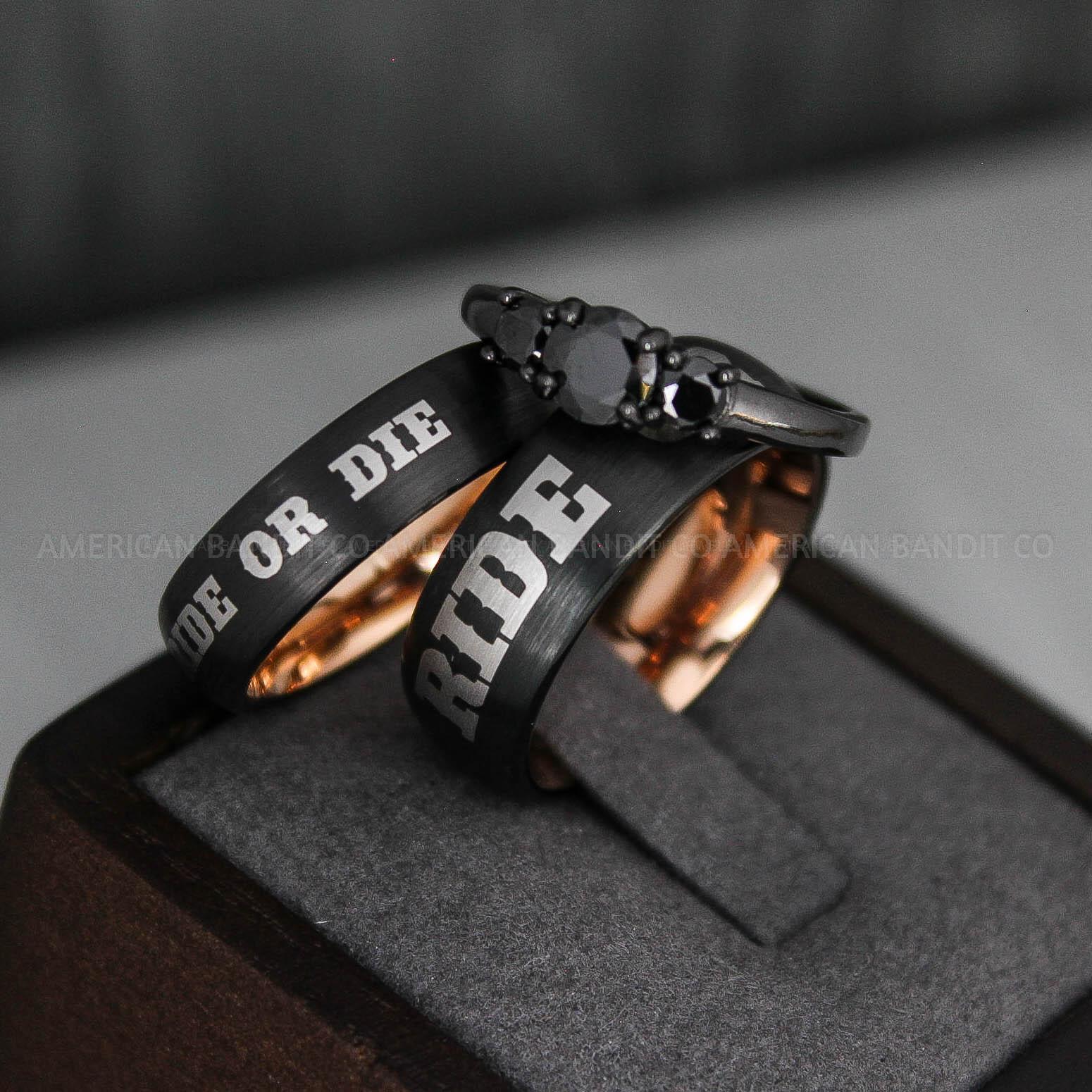 IMG_3648 Ride or Die Rings, Ride or Die, Ride or Die Wedding Rings, Ride or Die Wedding Bands, Black Wedding Rings, Black Wedding Bands, Biker Rings - Image 1