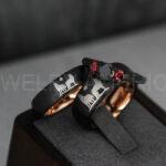 Howling Wolves Ring, Wolf Ring, Black Ring, Black Tungsten Ring, Wolves Ring, Wolf Howl Ring, Black Wedding Bands, Matching Wedding Rings