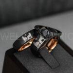 Howling Wolves Ring, Wolf Ring, Black Ring, Black Tungsten Ring, Wolves Ring, Wolf Howl Ring, Black Wedding Bands, Matching Wedding Rings