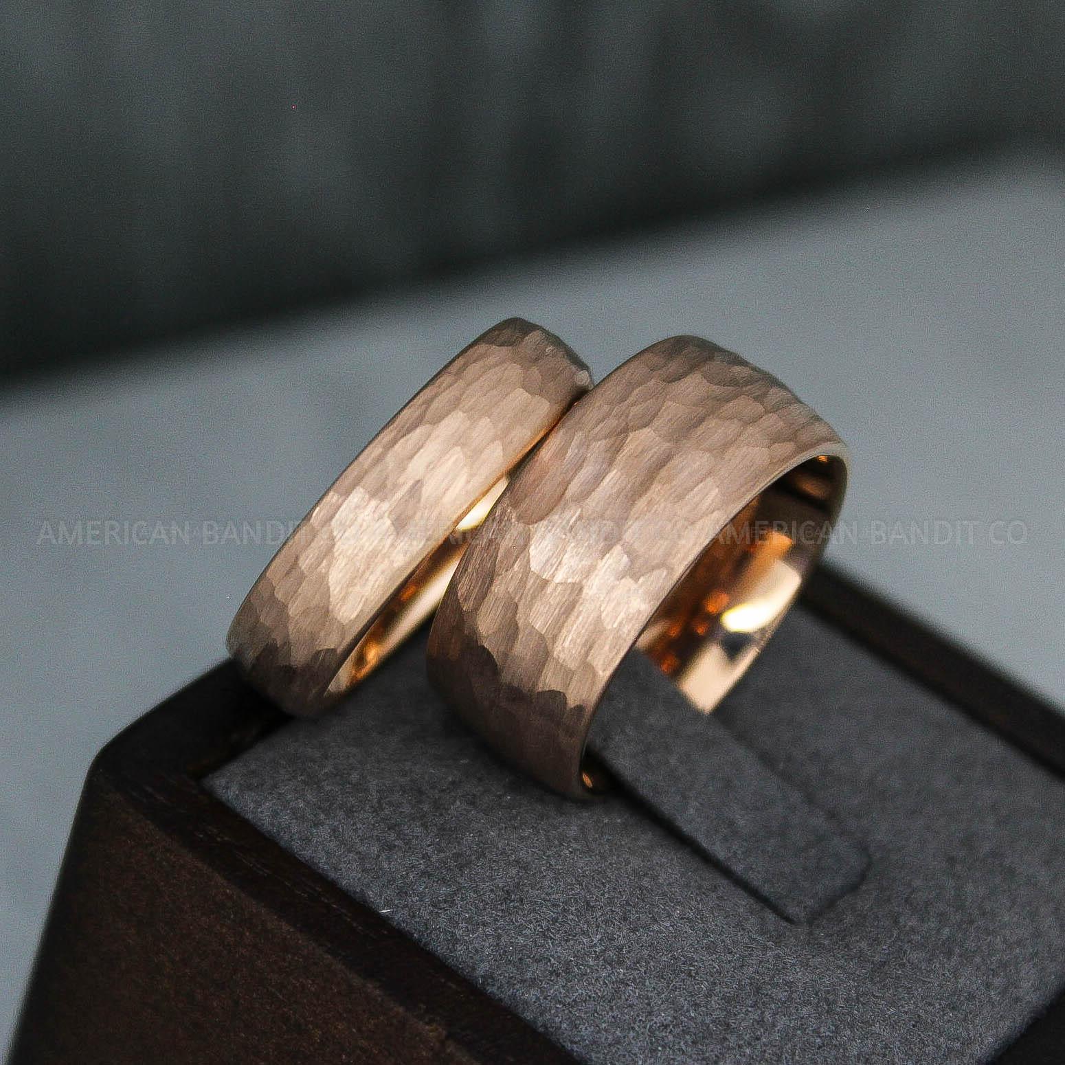 IMG_3659 Rose Gold Wedding Rings, Hammered Wedding Bands - Image 1