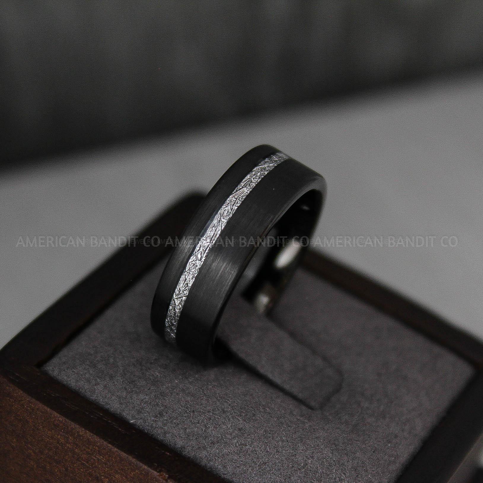IMG_3679 Meteorite Ring, Meteorite Wedding Ring, Meteorite Wedding Band, Meteorite Jewelry, Black Wedding Ring, Black Wedding Band, Meteor Ring - Image 1