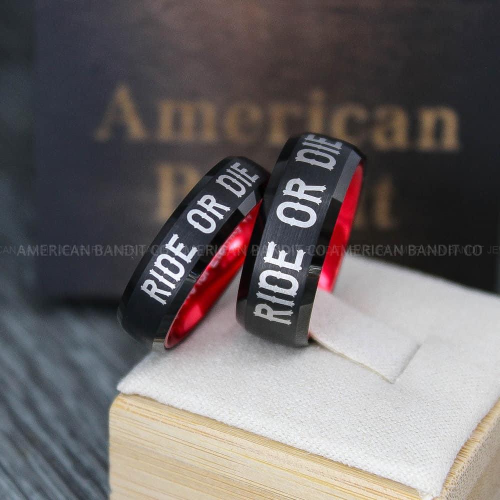 IMG_3749 Ride or Die Rings, Ride or Die, Ride or Die Wedding Rings, Ride or Die Wedding Bands, Black Wedding Rings, Black Wedding Bands, Biker Rings - Image 1