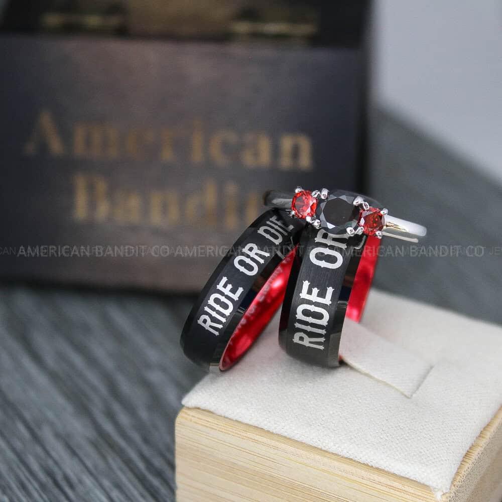 IMG_3753 Ride or Die Rings, Ride or Die, Ride or Die Wedding Rings, Ride or Die Wedding Bands, Black Wedding Rings, Black Wedding Bands, Biker Rings - Image 1