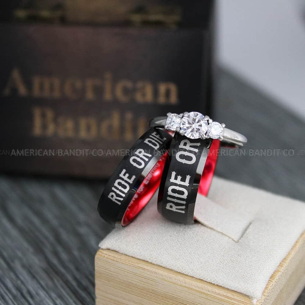 IMG_3754 Ride or Die Rings, Ride or Die, Ride or Die Wedding Rings, Ride or Die Wedding Bands, Black Wedding Rings, Black Wedding Bands, Biker Rings - Image 1