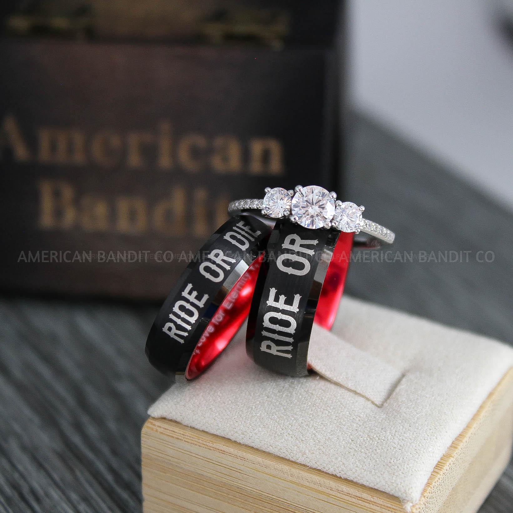 IMG_3756 Ride or Die Rings, Ride or Die, Ride or Die Wedding Rings, Ride or Die Wedding Bands, Black Wedding Rings, Black Wedding Bands, Biker Rings - Image 1