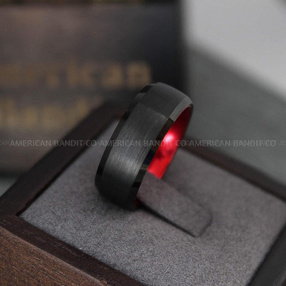 IMG_3759 Black Wedding Ring, Black Wedding Band, Red Wedding Ring, Red Wedding Band, Matching Wedding Rings, Matching Wedding Bands, Black Wedding Ring - Image 1