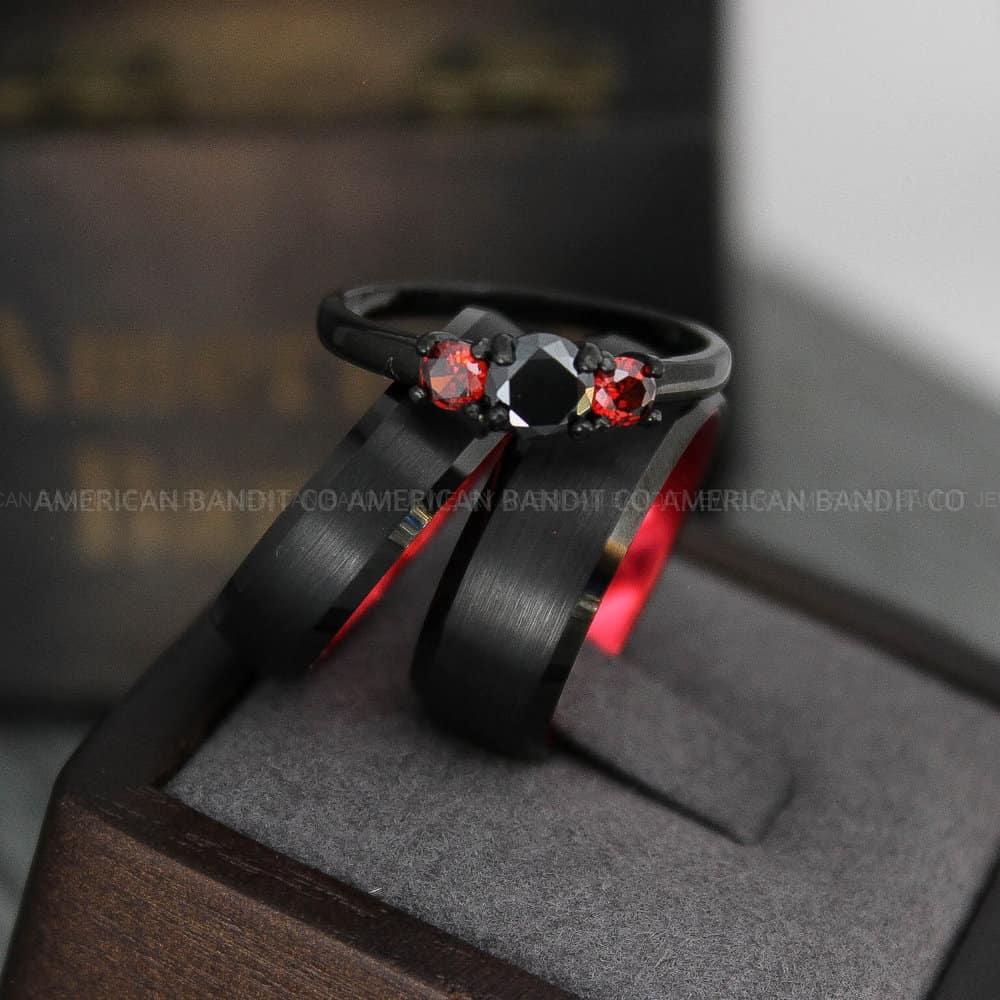 IMG_3763 Couple Rings, Couple Jewelry, Matching Wedding Rings, Matching Wedding Bands, Couple Wedding Rings, Couple Wedding Bands, Black Wedding Ring - Image 1