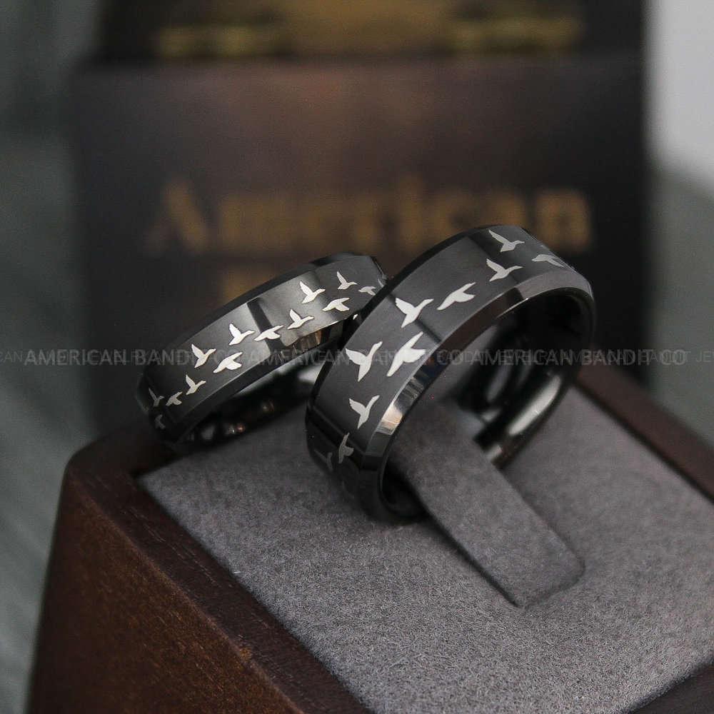 IMG_3775 Flying Geese Rings, Geese Wedding Rings, Couple Rings, Couple Jewelry, Matching Wedding Rings, Matching Wedding Bands, Couple Wedding Rings - Image 1