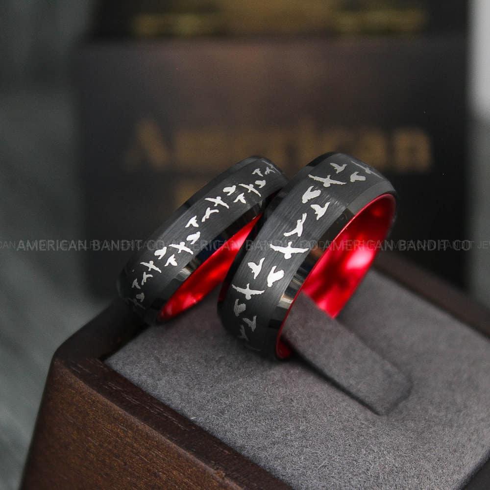 IMG_3777 Flying Geese Rings, Geese Wedding Rings, Couple Rings, Couple Jewelry, Matching Wedding Rings, Matching Wedding Bands, Couple Wedding Rings - Image 1