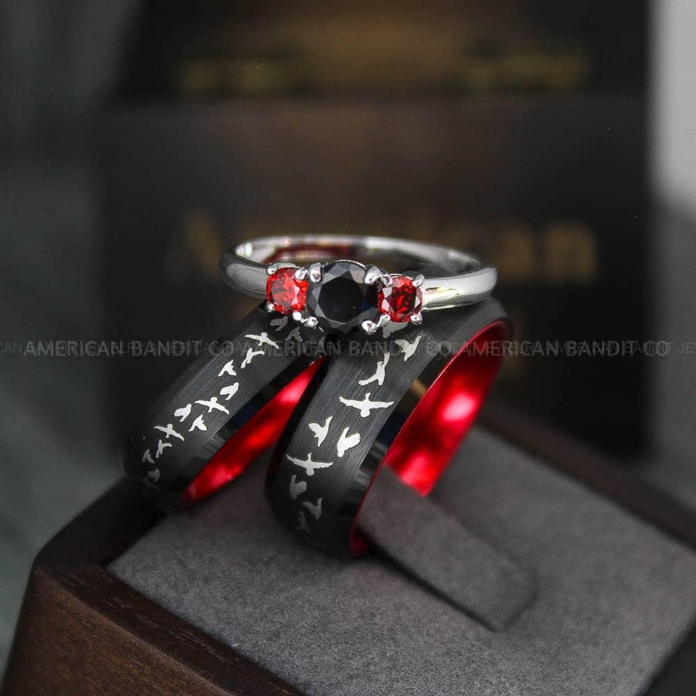 IMG_3780 Flying Geese Rings, Geese Wedding Rings, Couple Rings, Couple Jewelry, Matching Wedding Rings, Matching Wedding Bands, Couple Wedding Rings - Image 1