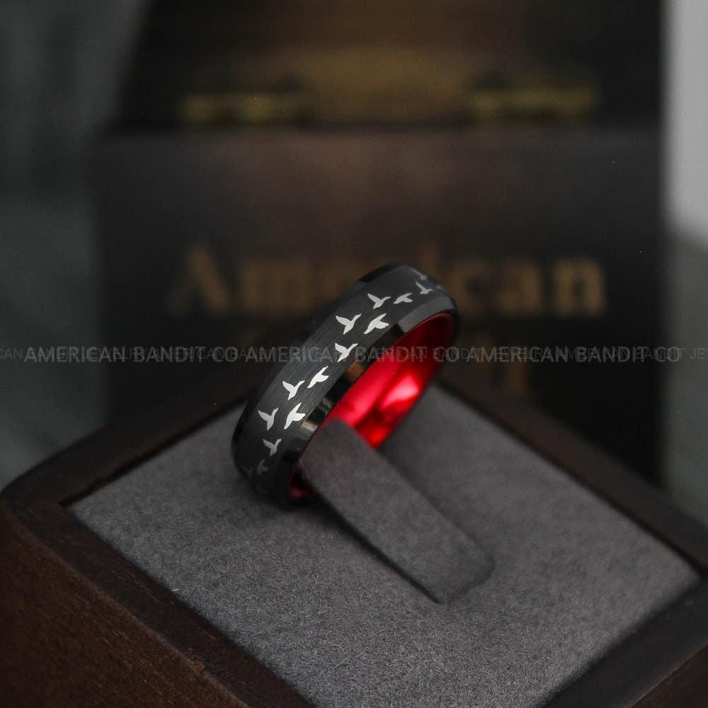 IMG_3781 Flying Geese Ring, Geese Wedding Ring, Hunting Ring, Good Hunting Ring, Hunting Jewelry, Duck Band, Duck Hunting Ring, Duck Hunting Band - Image 1