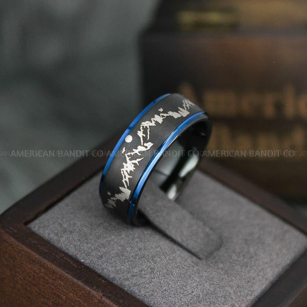 IMG_3798 Forest Ring, Mountain Range Ring, Mountains Scene Ring, Wolf Ring, Bears Ring, Hunting Wedding Band - Image 1