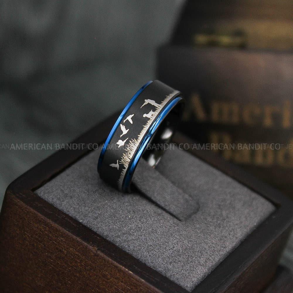 IMG_3806 Flying Ducks Ring, Duck Hunting Ring, Hunting Wedding Band, Hunting Wedding Ring, Hunting Jewelry, Duck Hunting Wedding Band, Duck Jewelry - Image 1