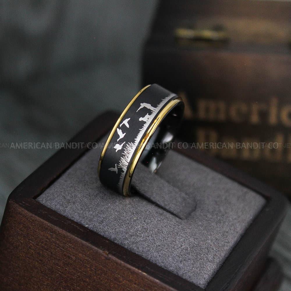 IMG_3807 Flying Ducks Ring, Duck Hunting Ring, Hunting Wedding Band, Hunting Wedding Ring, Hunting Jewelry, Duck Hunting Wedding Band, Duck Jewelry - Image 1