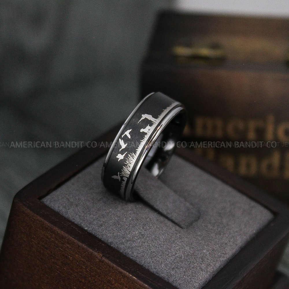 IMG_3809 Flying Ducks Ring, Duck Hunting Ring, Hunting Wedding Band, Hunting Wedding Ring, Hunting Jewelry, Duck Hunting Wedding Band, Duck Jewelry - Image 1