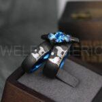 Howling Wolves Ring, Wolf Ring, Black Ring, Black Tungsten Ring, Wolves Ring, Wolf Howl Ring, Black Wedding Bands, Matching Wedding Rings