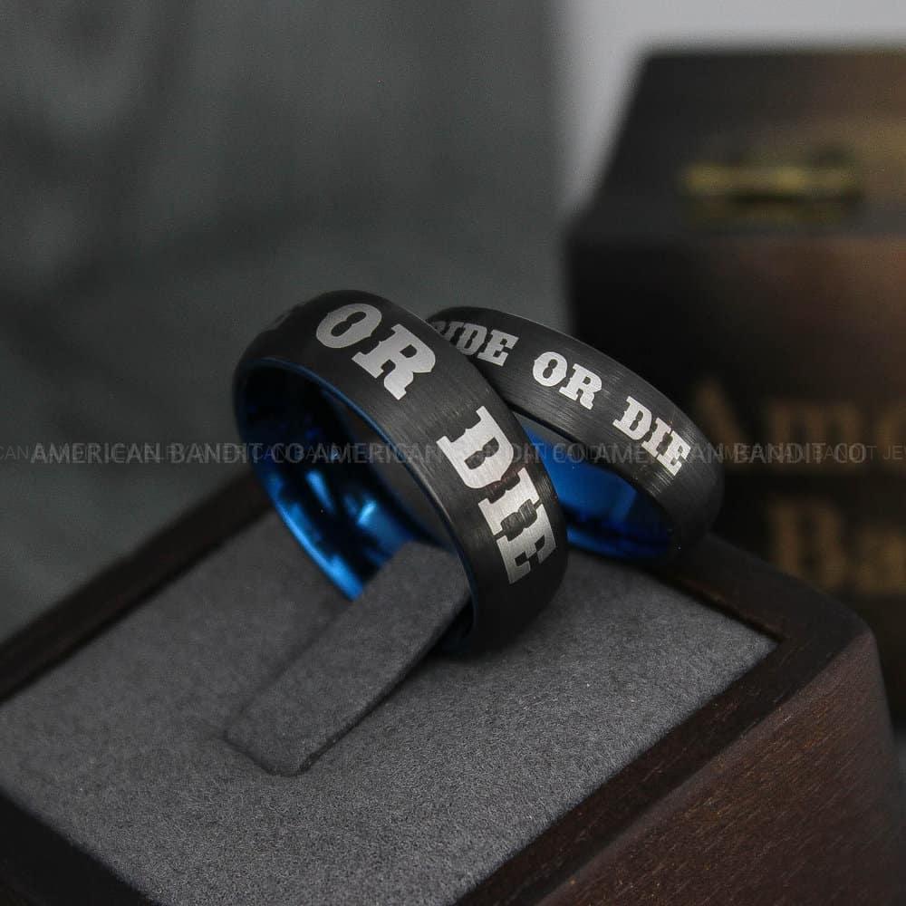 IMG_3820 Ride or Die Rings, Ride or Die, Ride or Die Wedding Rings, Ride or Die Wedding Bands, Black Wedding Rings, Black Wedding Bands, Biker Rings - Image 1