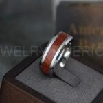 Wood Rings, Wood Wedding Bands, Wood Wedding Rings, 2 Piece Couple Set Tungsten Bands with Wood Inlay, Couple Rings, Matching Wood Rings - Image 3
