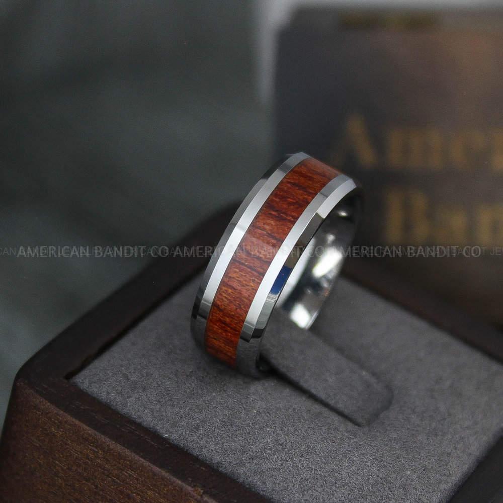 IMG_3825 Wood Rings, Wood Wedding Bands, Wood Wedding Rings, Wood Jewelry, Silver Wedding Ring Silver Wedding Band His Wedding Ring Mens Wedding Band - Image 1