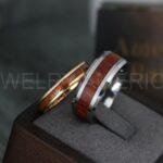 Wood Rings, Wood Wedding Bands, Wood Wedding Rings, 2 Piece Couple Set Tungsten Bands with Wood Inlay, Couple Rings, Matching Wood Rings